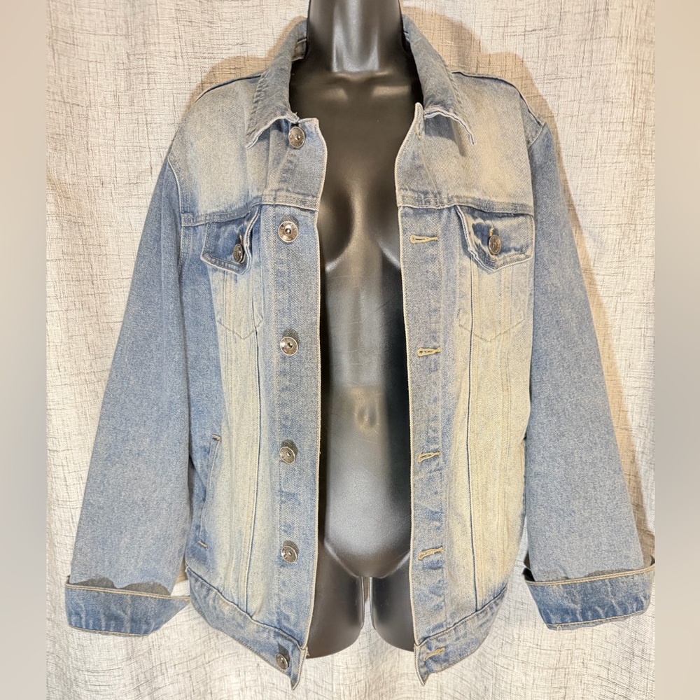 NWOT Heads or Tails Skull Dollar Sign Denim Jacket Med.🔥SALE $51 till Sun. - Picture 3 of 8